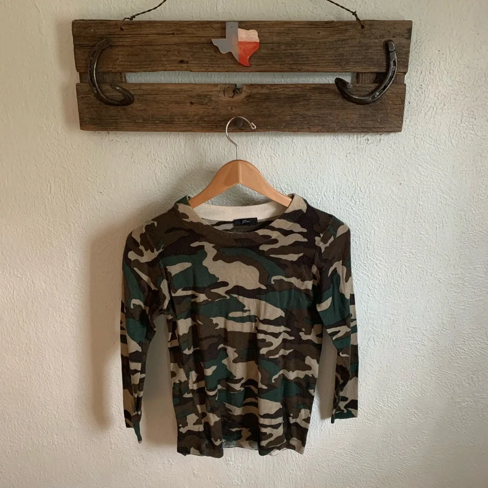 J. Crew lightweight merino wool camo sweater